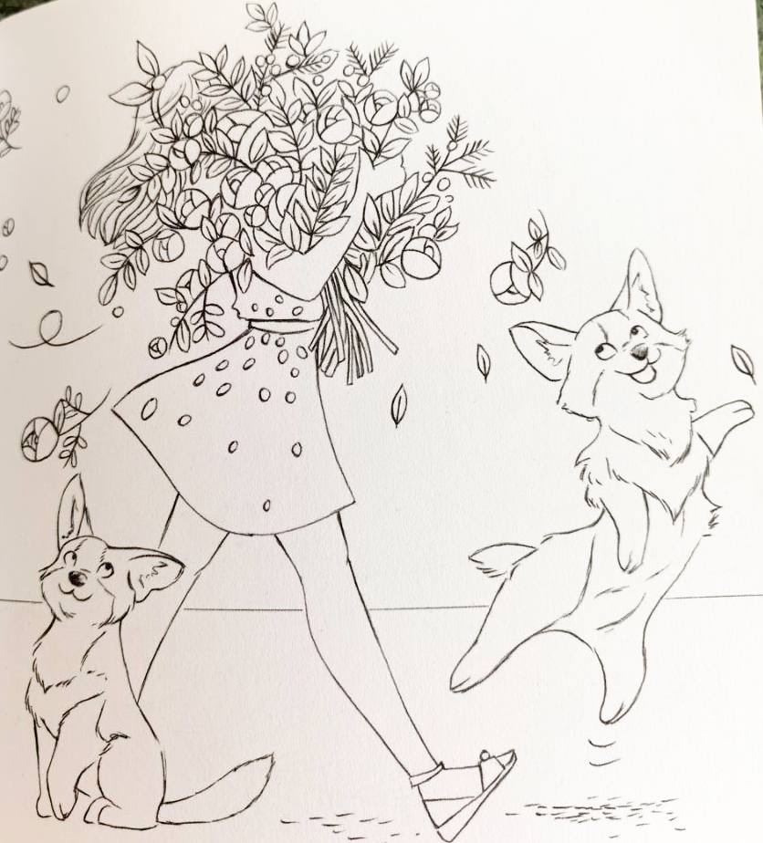 Раскрасим вместе: весенние корги🌷🐕