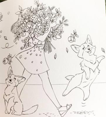 Раскрасим вместе: весенние корги🌷🐕