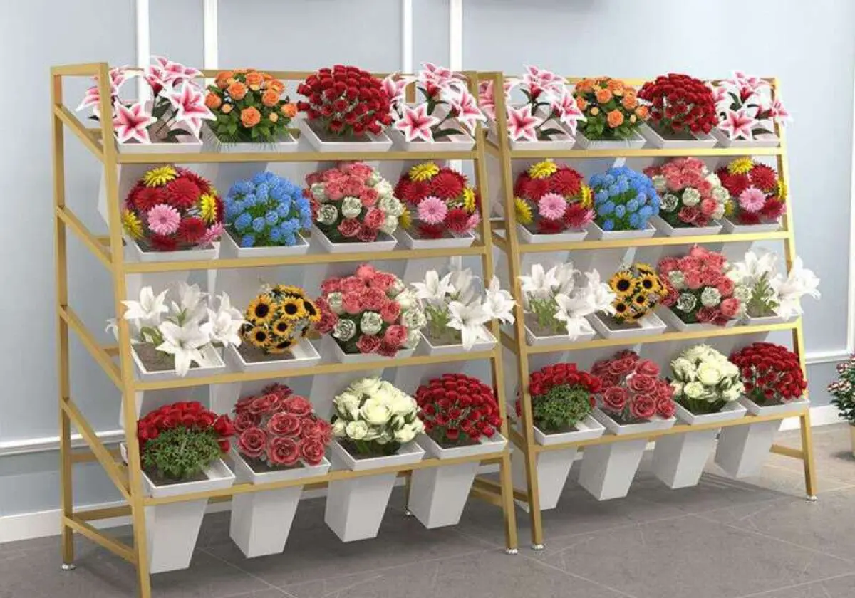 Полки для цветочного магазина, цветочная витрина прокат
