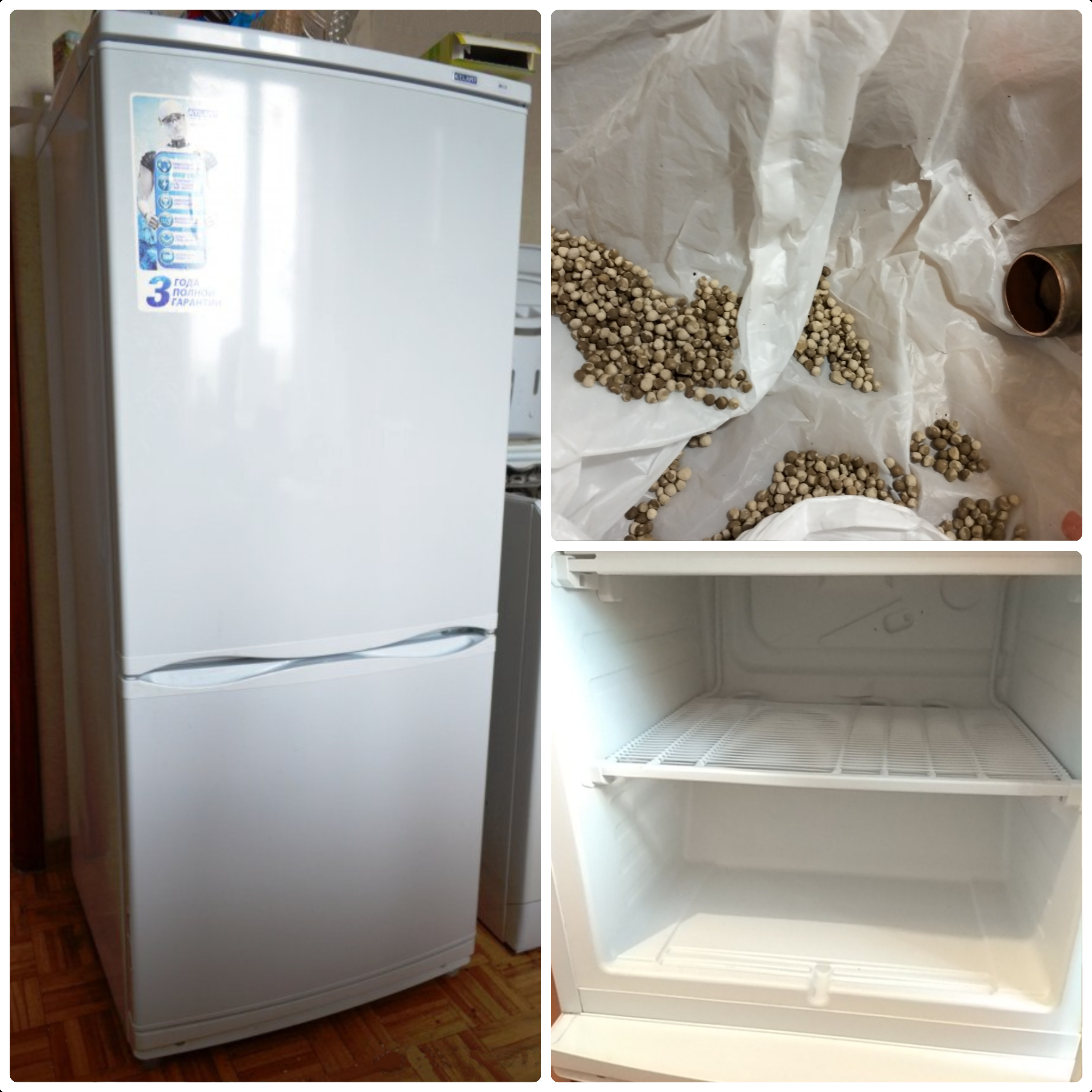 Холодильник Атлант ХМ-4008-022 после устранения утечки, замены фильтра-осушителя, вакуумирования и заправки хладагента