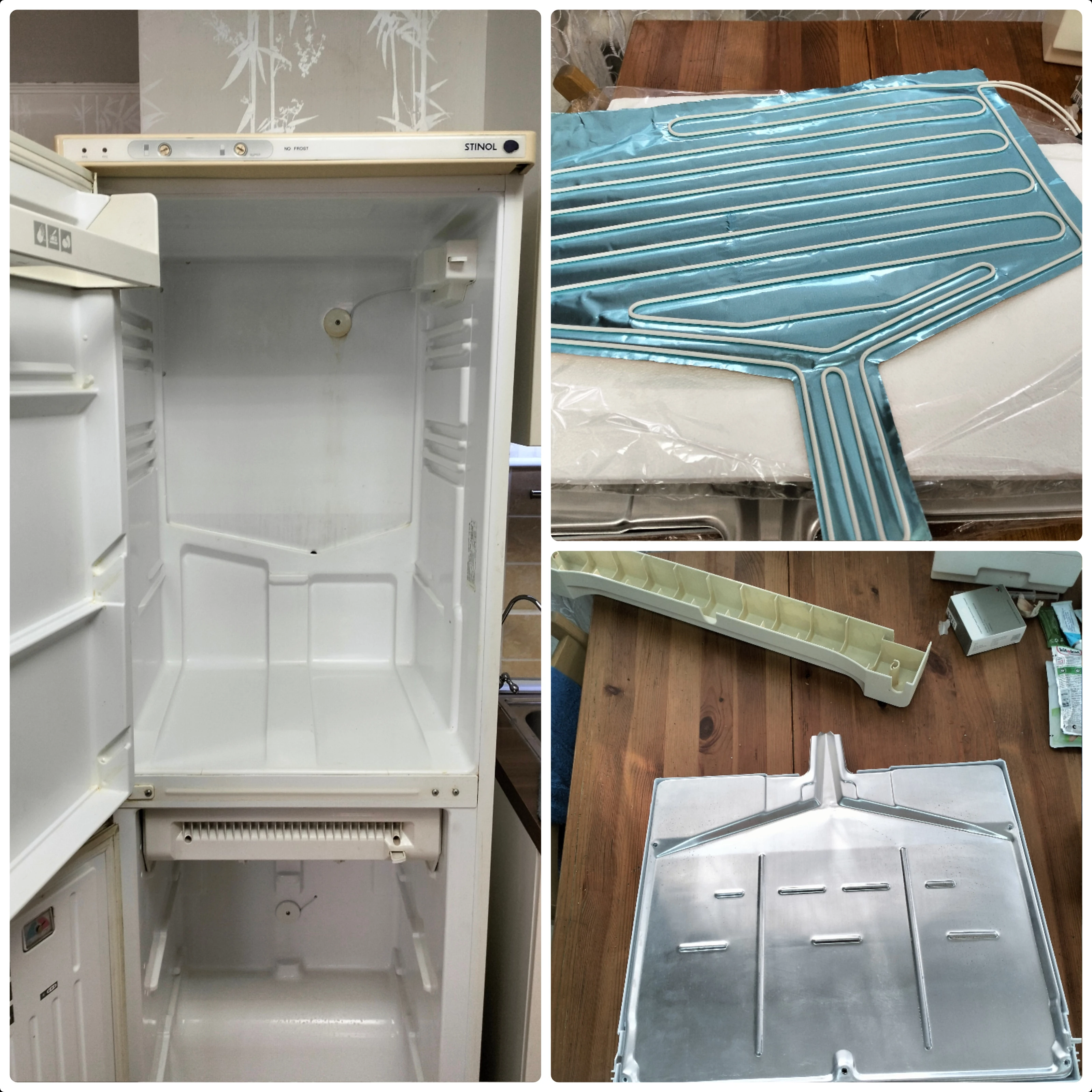 Двухкамерный холодильник Stinol процесс ремонта морозильной камеры