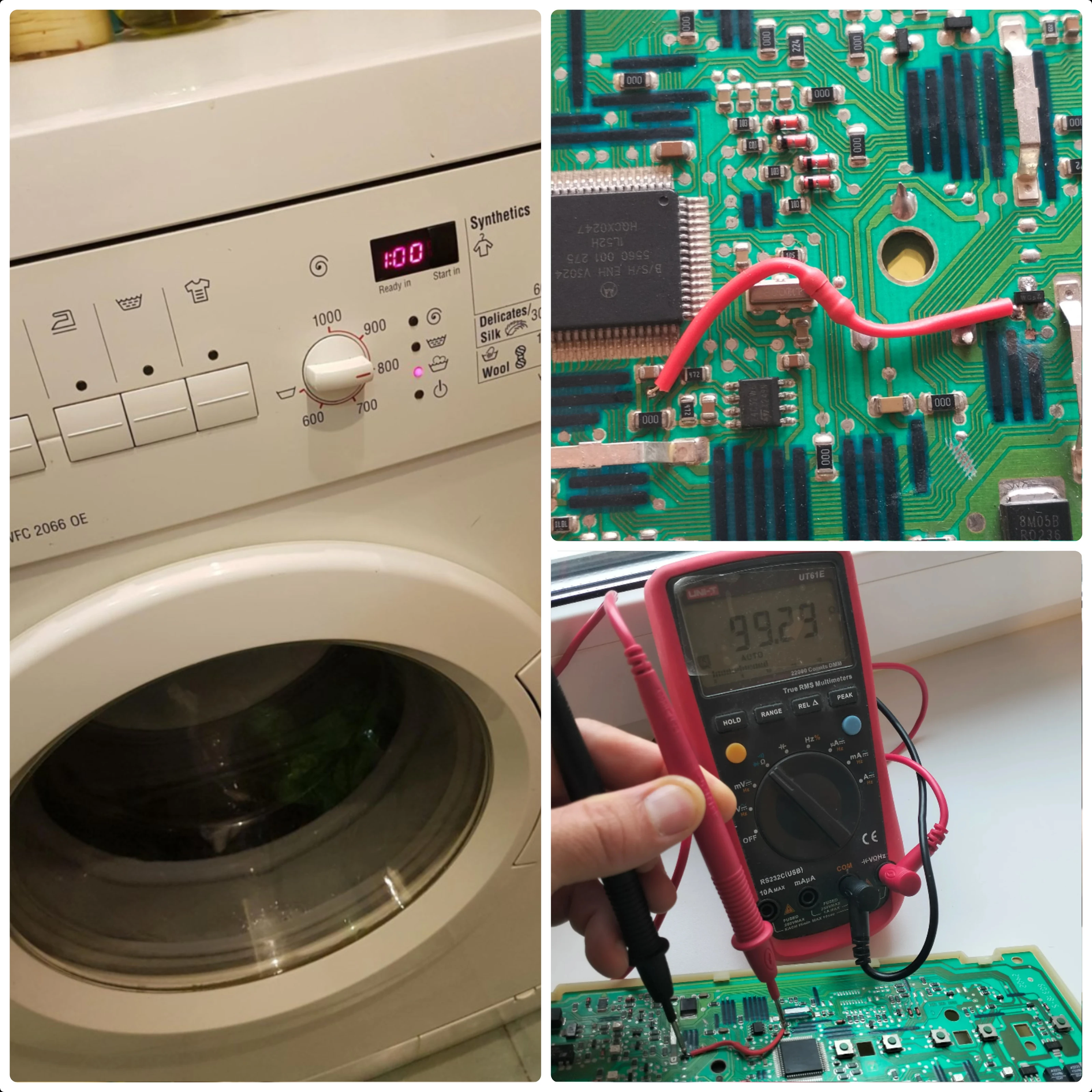 Ремонт модуля управления стиральной машины Bosch WFC2066OE, дорожка от микроконтроллера к транзистору управления реле ТЭНа