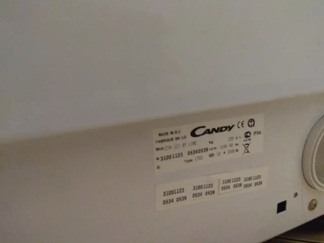 Шильдик стиральной машины Candy CTH 117 Sy Line