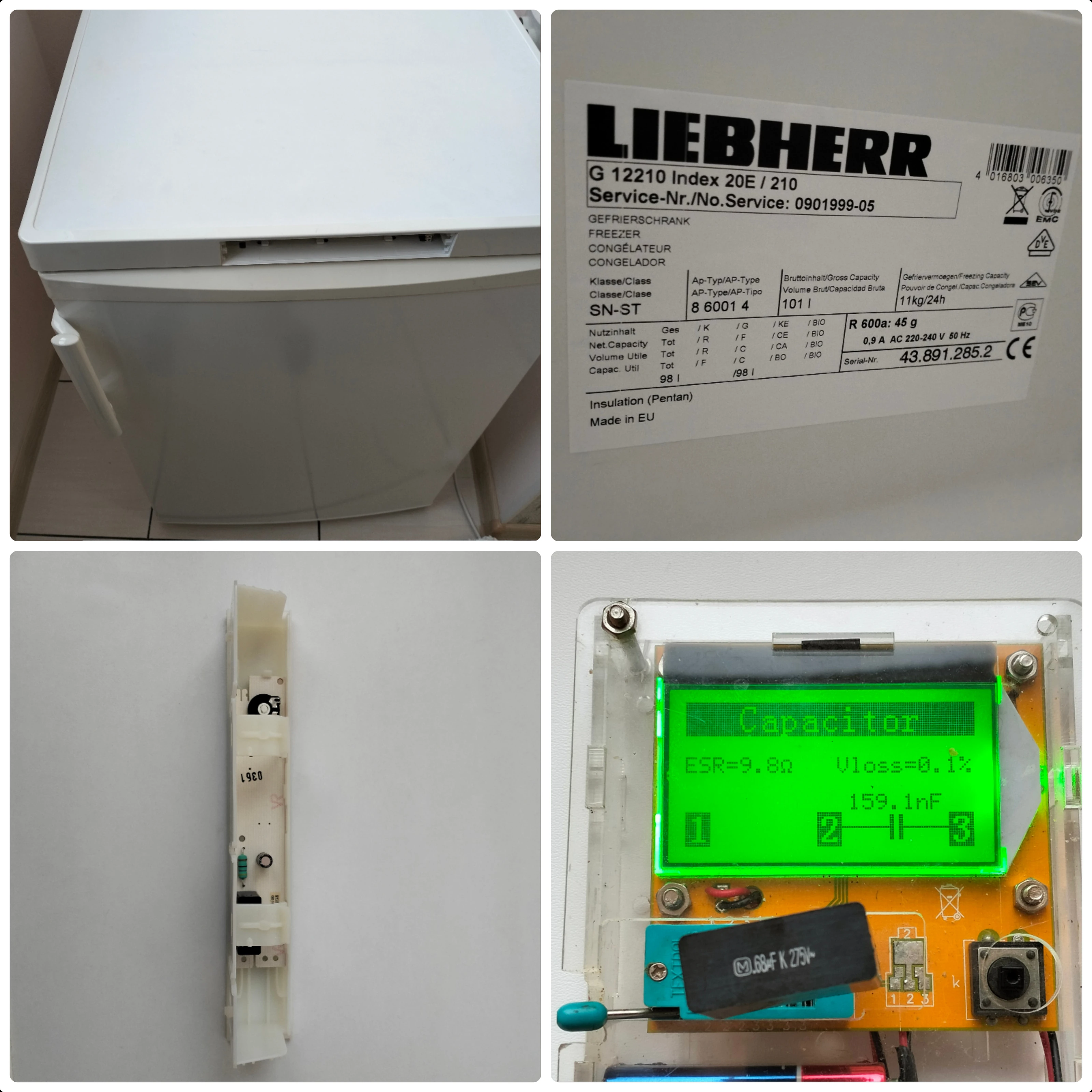 Морозильная камера Liebherr G12210 процесс диагностики платы управления