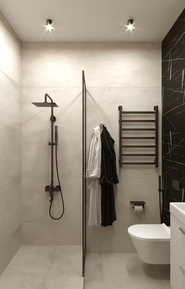 Фото № 1: Дизайн ванной с душевой кабиной: 30 современных вариантов