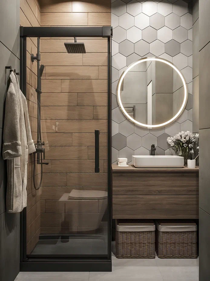 Фото № 23: Дизайн ванной с душевой кабиной: 30 современных вариантов