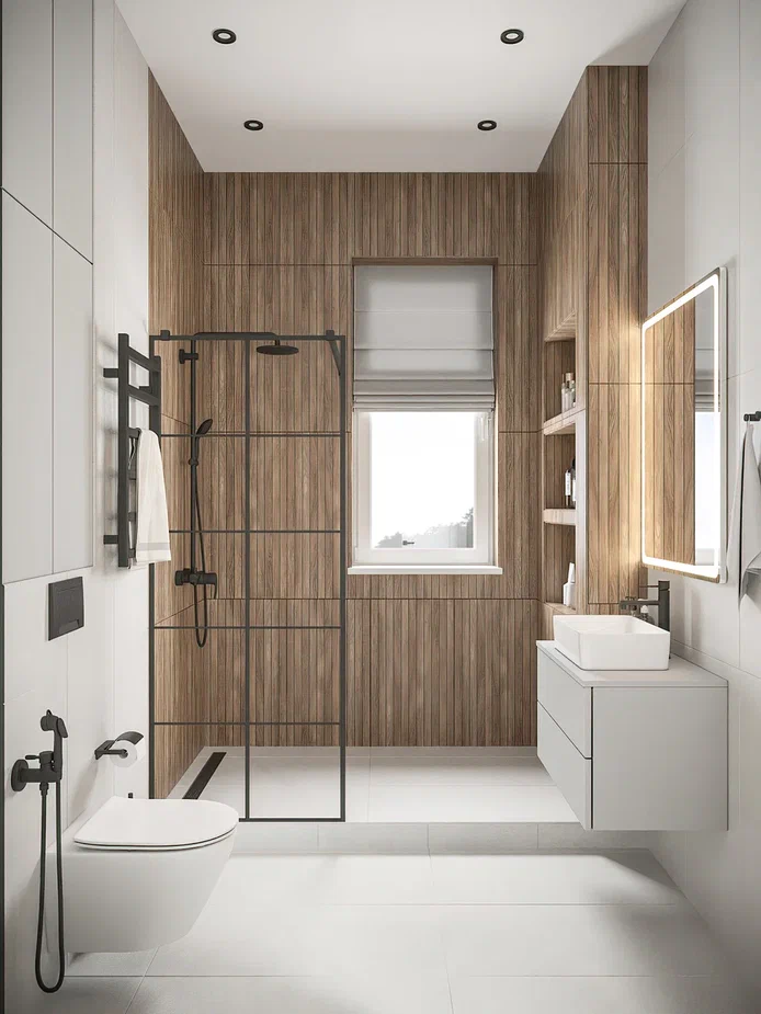 Фото № 19: Дизайн ванной с душевой кабиной: 30 современных вариантов