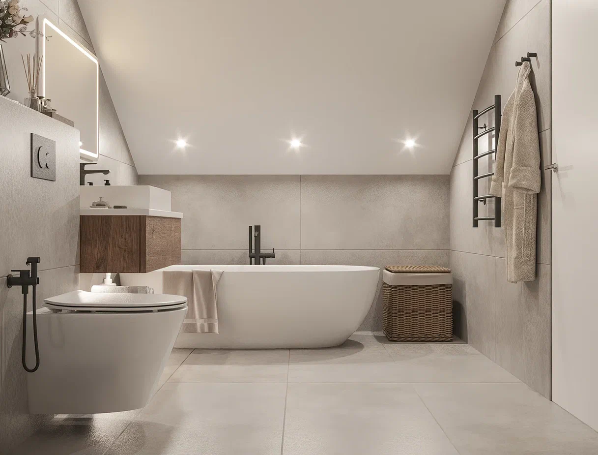 Фото № 3: Серый цвет в интерьере ванной: 10 стильных сочетаний