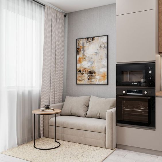 Дизайн кухни с диваном и телевизором (87 фото)