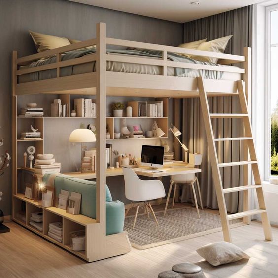 Фото № 9: Дизайн комнаты с кроватью-чердаком для взрослых: подборка интересных идей