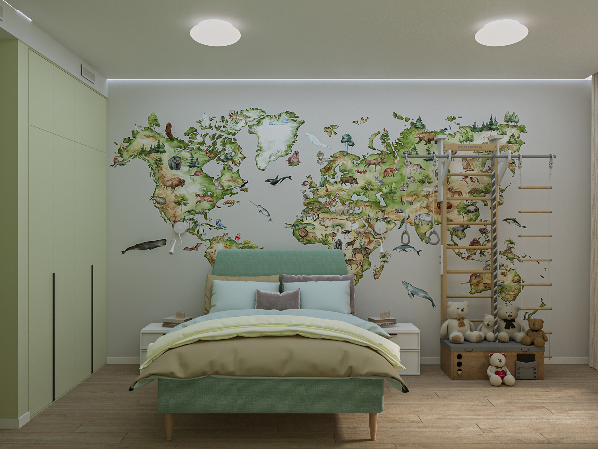 Фото № 1: Классические и дизайнерские карты мира в интерьере: 25 запоминающихся примеров
