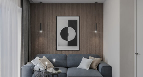 ЖК "City Bay": готовый дизайн проект в стиле "Модернизм". Площадь 55.23 м²