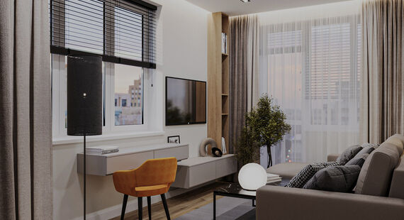 Дизайн интерьера 2-комнатной квартиры 63 кв. м в современном стиле. Фото проекта