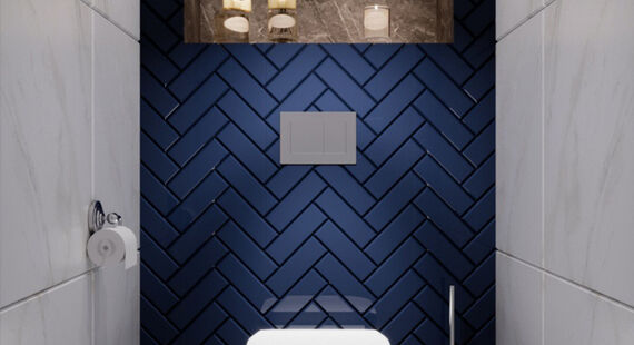 Туалет: готовый дизайн проект в стиле "Современная классика". Площадь 3.5 м²