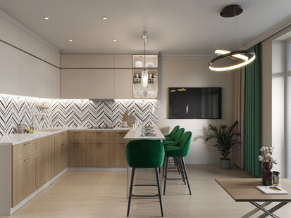 Фото № 4: Дизайн-проект четырехкомнатной квартиры 103.8  м² Современный стиль для ЖК Новое Купчино