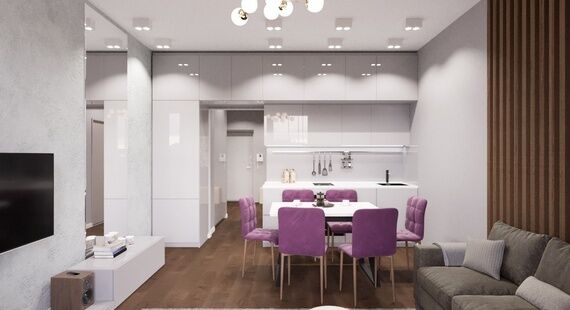 Дизайн проект на 87 кв м Спальня 19.7 м², стиль Современная классика: купить готовый дизайн-проект спальн