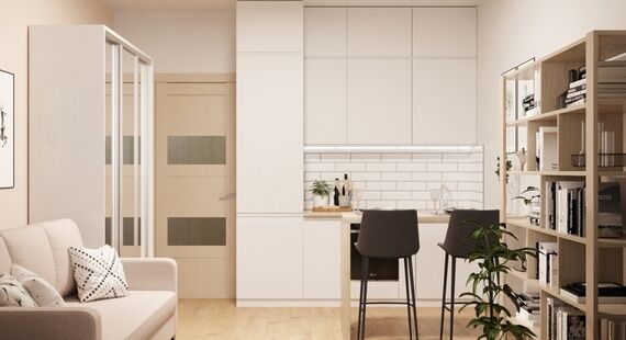 Дизайн интерьера квартиры на Шлюзовой набережной, площадью 64 кв.м.