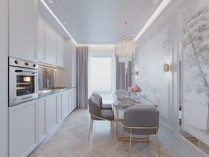 Фото № 1: Дизайн-проект двухкомнатной квартиры 51.58  м² стиль Современная классика для ЖК Стрижи Сити