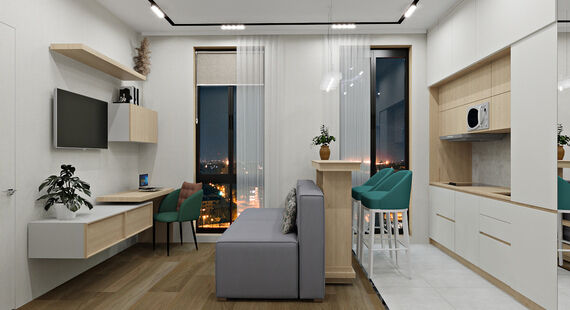 Дизайн двухкомнатной квартиры 60 кв. м. в современном стиле - портфолио ГК «Фундамент»