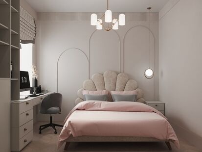 Фото № 1: Дизайн-проект однокомнатной квартиры 43.2  м² Стиль Американская классика для ЖК Филатов Луг