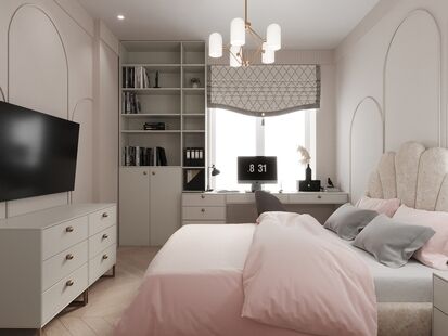 Фото № 6: Дизайн-проект однокомнатной квартиры 43.2  м² Стиль Американская классика для ЖК Филатов Луг