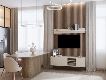 Фото № 4: Дизайн-проект трехкомнатной квартиры 65.4  м² Стиль Модернизм для ЖК Life Варшавская