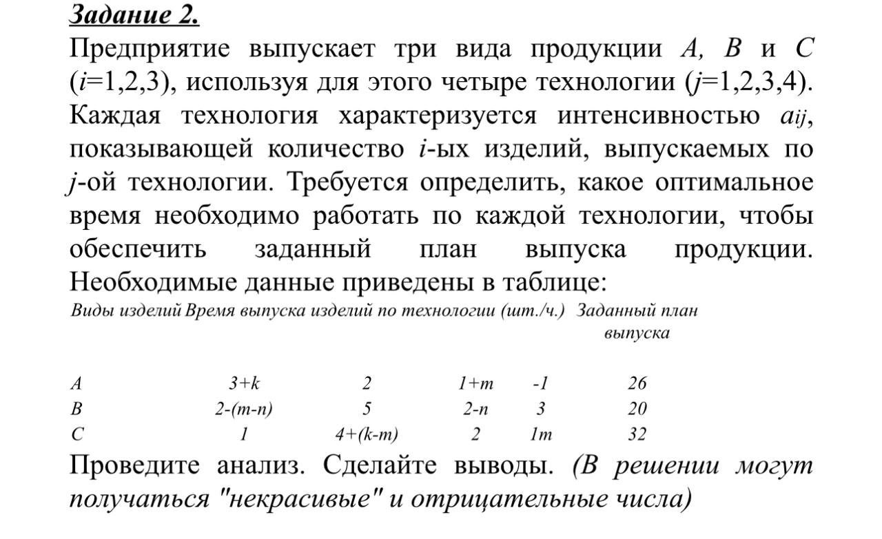 Условие: Решить методом Гаусса
Проведите анализ. Сделайте выводы. (В решении могут
получаться 