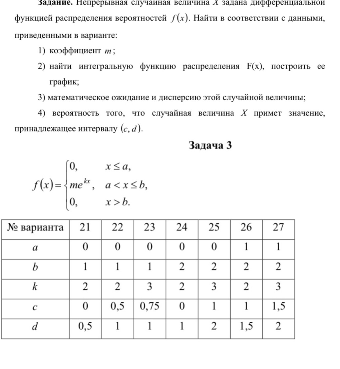 Условие: a=1 ; b=2 ; k=2 ; c=1 ; d=1,5 
вычисли дисперсию 
построй график
