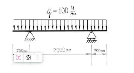 Условие: Определите координату и величину наибольшего по модулю изгибающего момента для балки, показанной на рисунке.

В ответ укажите значение этого момента в Н·мм.
