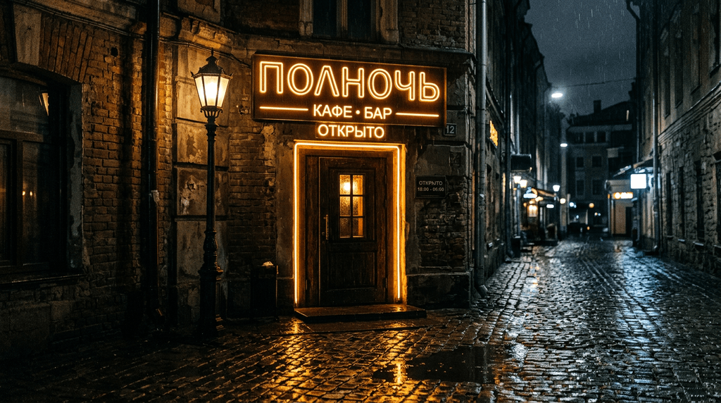 Кириллический текст на вывеске — NanoBanana 2