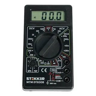 мультиметр цифровой портативный,1999 отсчетов, батарея крона, ручная регулировка, черный mtm dt830b