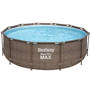 уценка витрина каркасный бассейн steel pro max 366х100см "ротанг" 9150л, фил.-насос картридж 2006л/ч, лестница, уп.1 56709 bw, bestway,