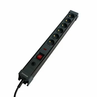 сетевой фильтр 6-местный с/з 3x1мм2, 1,8 м, 250в, 16а, серия techno, hm22-61-02, черный