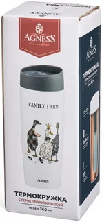 термокружка agness "family farm" 360мл, колба нерж.сталь 18/10
