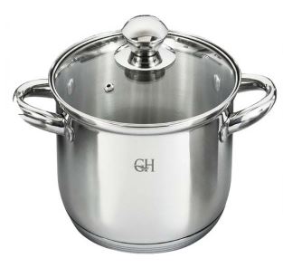 кастрюля goldhouse из нержавеющей стали со стеклянной крышкой 16х9,5см,2,1л.(4)