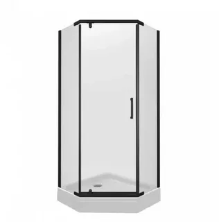 душевое ограждение дека-блэк, 90х90, пятиуг., проф. черный