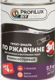 грунт-эмаль по ржавчине 3 в 1 "profiluxdiy" (сделай сам) чёрная, 0,9кг