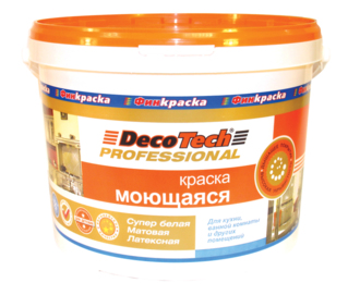 колерованная краска в/э deco tech моющаяся 9 л (пласт.) база wa