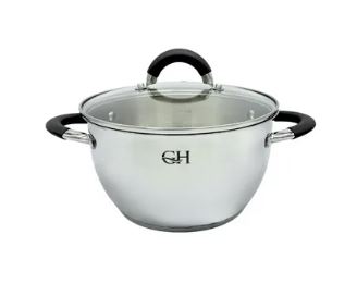 кастрюля с крышкой "goldhouse",(8) 3,4л 20*11,5 см (силиконовое покрытие ручек)