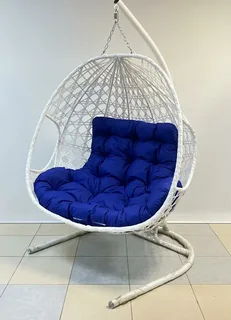 качели кокон для двоих до 120 кг. цв.ротанг белый