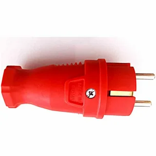 вилка прямая каучук 2p+pe 230v 16а ip44 красная dynel