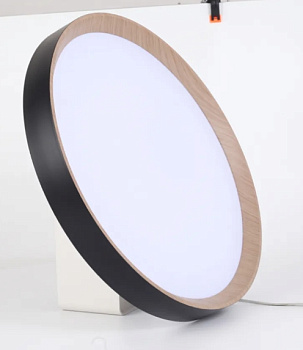 светильник настенно-потолочный светодиодный tango "диада дуб/черный" 60вт 3000-6000к тёплый-холодный свет, круглый,пульт ду