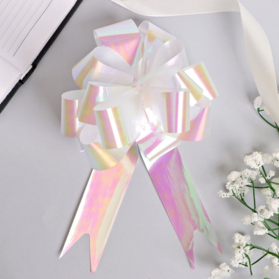 бант-шар №3 перламутровый, цвет белый