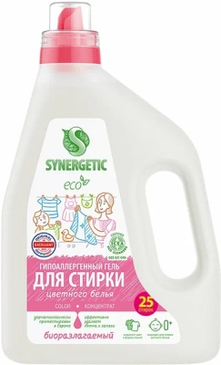 гель для стирки концентрированный synergetic 3 в 1, 1,5 л