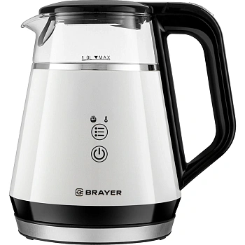 1084br чайник электрический brayer, 1100 вт, 1 л, cool touch, cенсорное управление, автоотключ