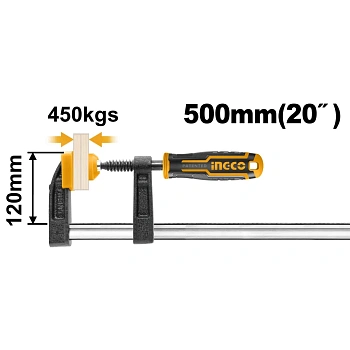 струбцина f-образная 120х500 мм ingco hfc021202 industrial