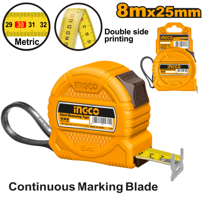 рулетка 8м x25мм ingco hsmt39825-1