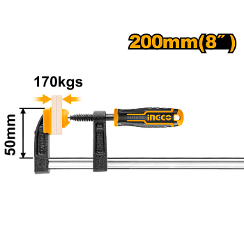 струбцина f-образная 50х200 мм ingco hfc020502 industrial