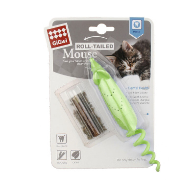 85030 игрушка для кошек мышка резиновая 16,5 см, серия refillable catnip, gigwi