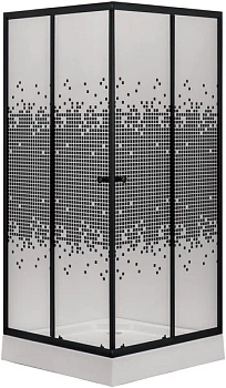 душ. уголок ng-009-14qblack (900х900х1950) низкий поддон(13см) стекло мозаика